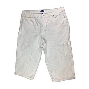 Kim Rogers Size 22W Womens Jeans Crop White High Rise Bling Pockets Vent Hem